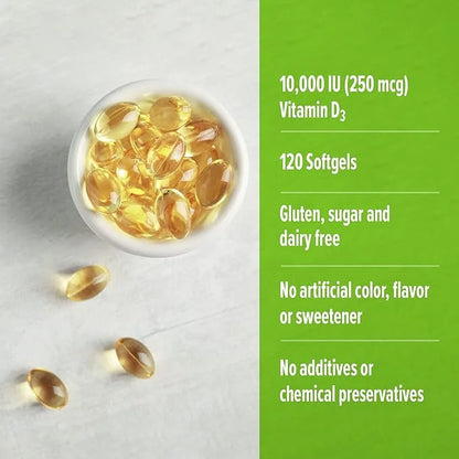 ORZAX Vitamin D3 10000 iu (250 mcg) 1 Year (120 Softgel)