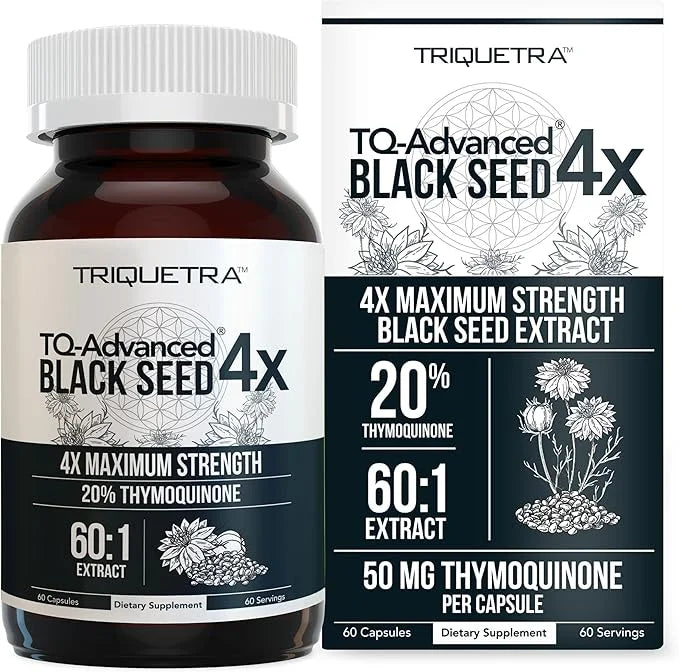 20% Thymoquinone Black Seed Oil Extract Capsules - TQ-Advanced 4X®: Highest Thymoquinone Concentration Available - 60:1 Co...