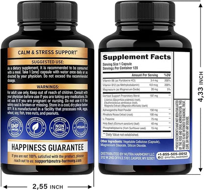 Cortisol Supplement for Women - Natural Based Hormone Balance - Ashwagandha | Rhodiola | Holy Basil | L-Theanine - Mood, F...