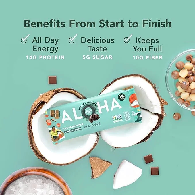 ALOHA Organic Plant Based Protein Bars | The Pa'akai Bar - Special Edition | 6 Count, 1.98oz Bars | Vegan, Low Sugar, Glut...