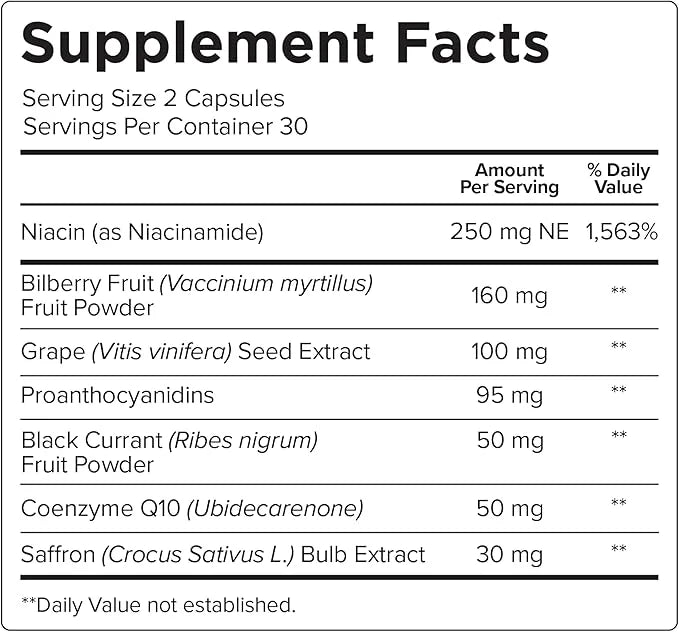 Eye Pressure Supplement with Bilberry Saffron CoQ10 for (60 Capsules)