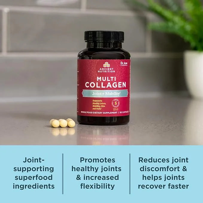 Ancient Nutrition Collagen Pills for Joint Support, Multi Collagen Capsules 45 Ct, Joint + Mobility, Supports Joints, Skin...