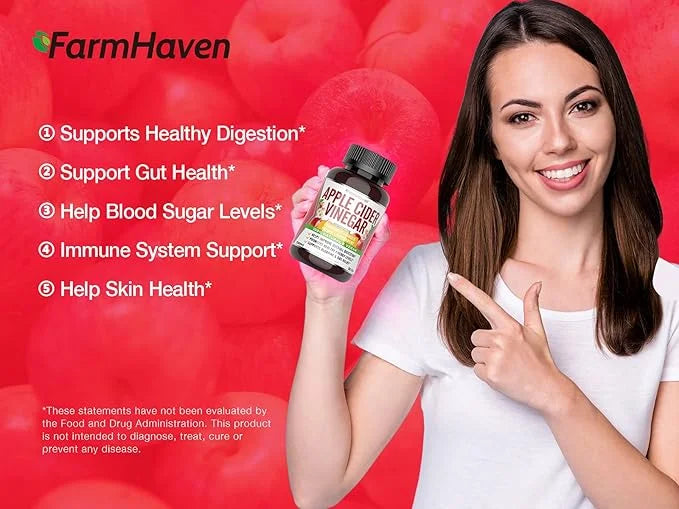 FarmHaven Apple Cider Vinegar Capsules 1390MG, Apple