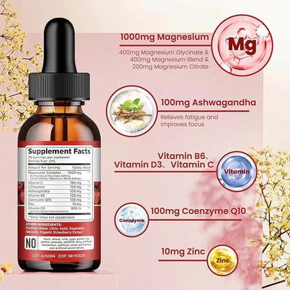 Triple Magnesium Complex Supplement, Magnesium Glycinate, 1000mg with CoQ10, Vitamin B6, C,
