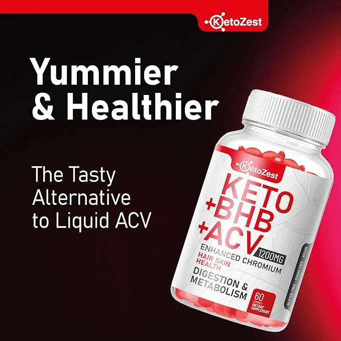 Organic Keto ACV BHB Gummies - Apple Cider Vinegar with The Mother Supplement - Vitamin D3 Zinc Beetroot Pomegranate Chrom...