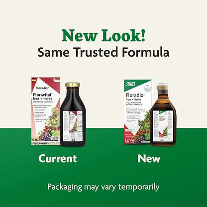 Floradix by Salus Iron & Herbs - Liquid Herbal Supplement for Energy Support - Iron Supplement with Vitamin C & B Complex ...