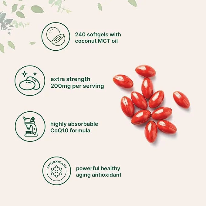 Micro Ingredients CoQ10 200mg Per Serving | 240 Softgels with Coconut MCT Oil | High Absorption Coenzyme Q10 as Ubiquinone...