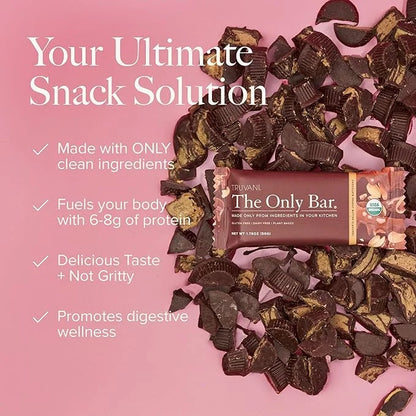 Truvani Plant Based Snack Bars | Chocolate Peanut Butter 12 Pack | 7g Protein | USDA Organic and Vegan | The Only Bar | Da...