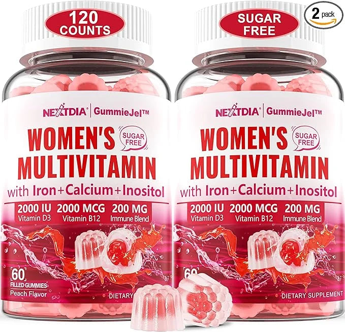Sugar-Free Methylated Multivitamin for Women Gummies, B12, D3 D3 K2, K2, Iron, 120Cts