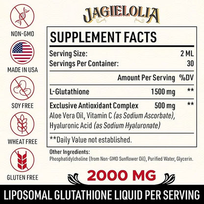 2000MG Liposomal Glutathione Liquid, Made in 12 Floz