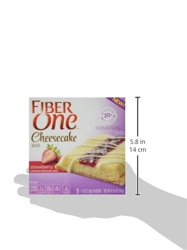 Fiber One, NEW CHEESECAKE BARS! STRAWBERRY, 5 Bars Per Box (1 Box) - Product Image