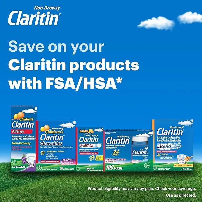 Claritin 24hr Non-Drowsy Allergy Relief, Loratadine Tablets 100ct