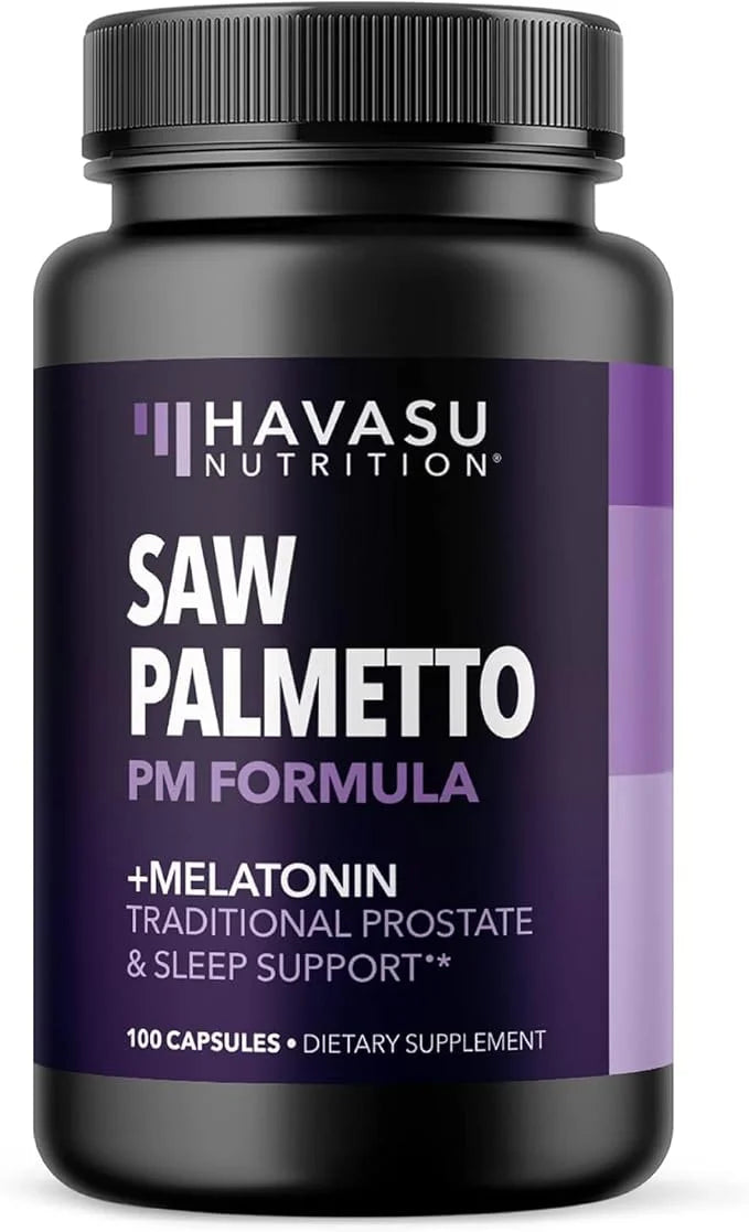 Saw Palmetto PM for Men with Melatonin 3mg - Night Time Prostate Health Supplement for Bladder and Sleep Support - Reduce ...