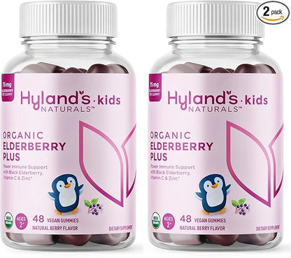 Hyland's Naturals Kids Organic Elderberry Plus 48 Vegan (2 Pack)