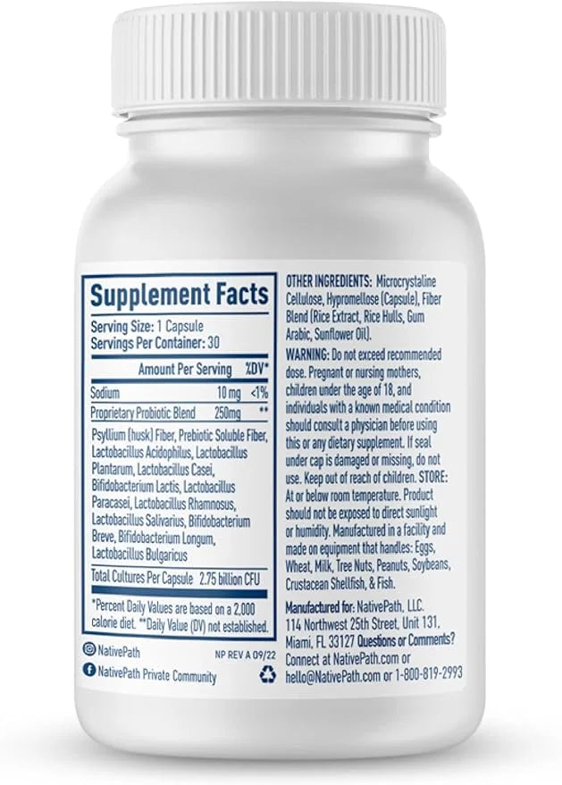 NativePath Daily Probiotic, 10-Strain Custom Blend 82 Billion 60 Count