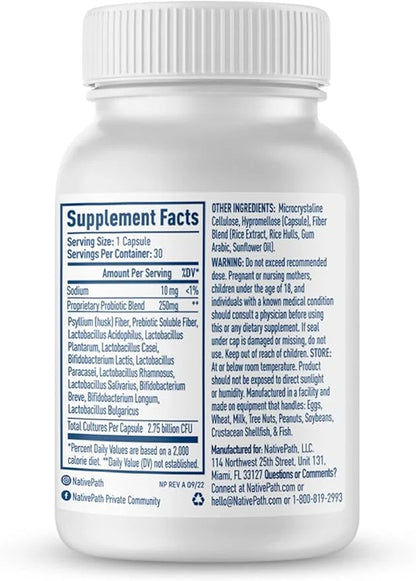 NativePath Daily Probiotic, 10-Strain Custom Blend 82 Billion 60 Count
