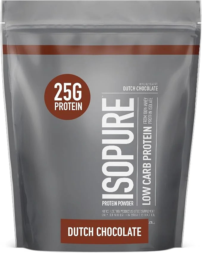 Isopure Low Carb 100% Pure Whey Isolate Protein Powder, Lactose Free, Gluten Free, With Vitamins, Dutch Chocolate, 25g Pro...