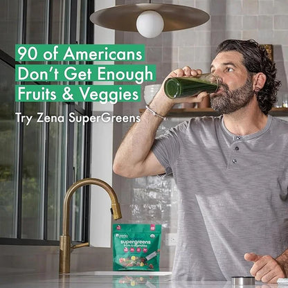Zena Greens Organic Supergreens Powder 30 8g 8g Sticks |70+ Superfood 3G Fiber 0 Sugar