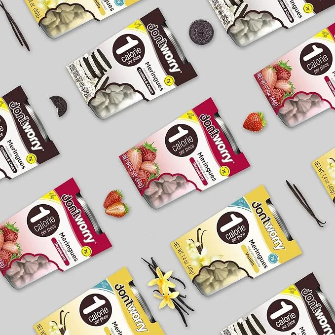 Don't Worry Meringue Cookies Keto Friendly - Cookies & Cream, Only 1 Calorie per piece!, Healthy Candy, Gluten Free Cookie...