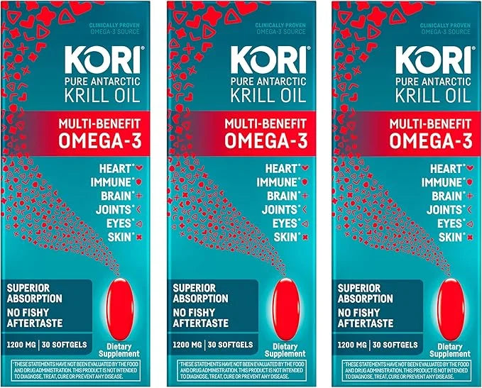 Kori Krill Oil Omega 3 Supplement, 1200mg Softgels, 30 Softgels, 3)