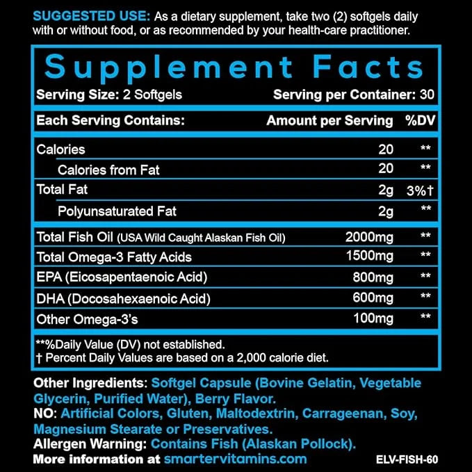 (3 Pack) Smarter Omega 3 Fish 2000mg, DHA