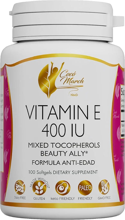 Coco March Natural Vitamin E 400 3 Month 100 Softgels