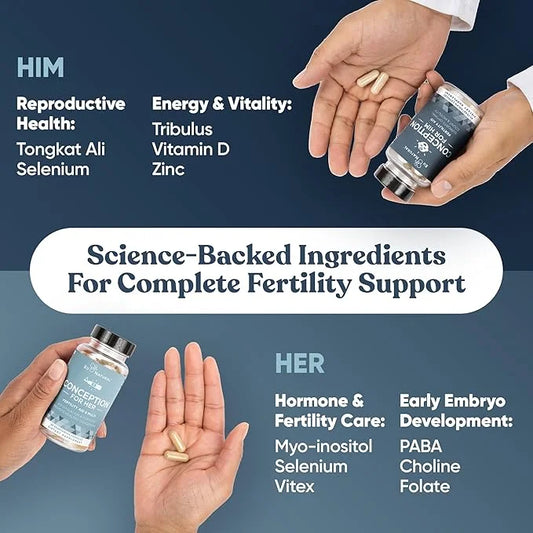 Eu Natural Conception Fertility for Her & Him Bundle - Fertility Supplements Combo for Women & Men – Prenatal Vitamins – P...