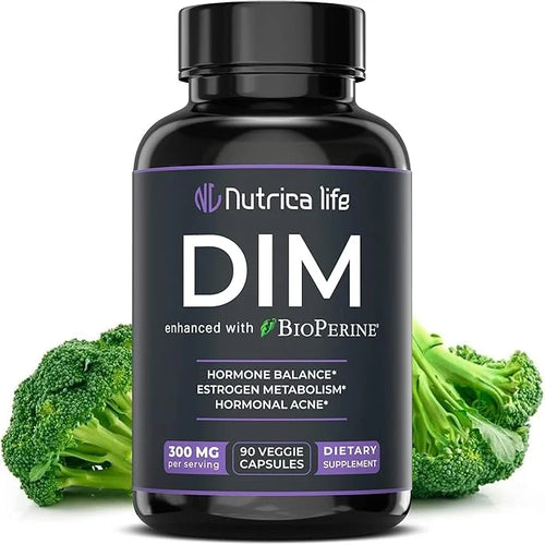 DIM Supplement 300mg - Diindolylmethane with Broccoli & BioPerine - Hormone Balance Support for Women & Men, Estrogen Meta...