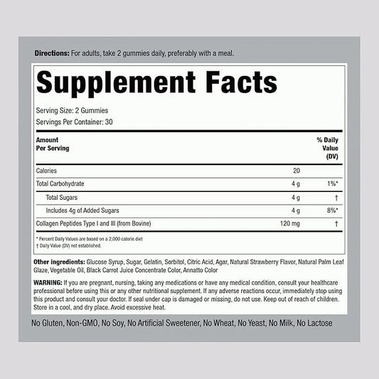 Piping Rock Collagen Peptides Gummies 60 Count 1 and 3 |