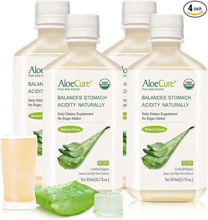 AloeCure USDA Organic Aloe Vera Juice Made Within 12 Hrs of Harvest - Pure Aloe Juice Natural Digestive Supplement to Supp...