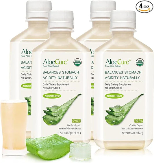 AloeCure USDA Organic Aloe Vera Juice Made Within 12 Hrs of Harvest - Pure Aloe Juice Natural Digestive Supplement to Supp...