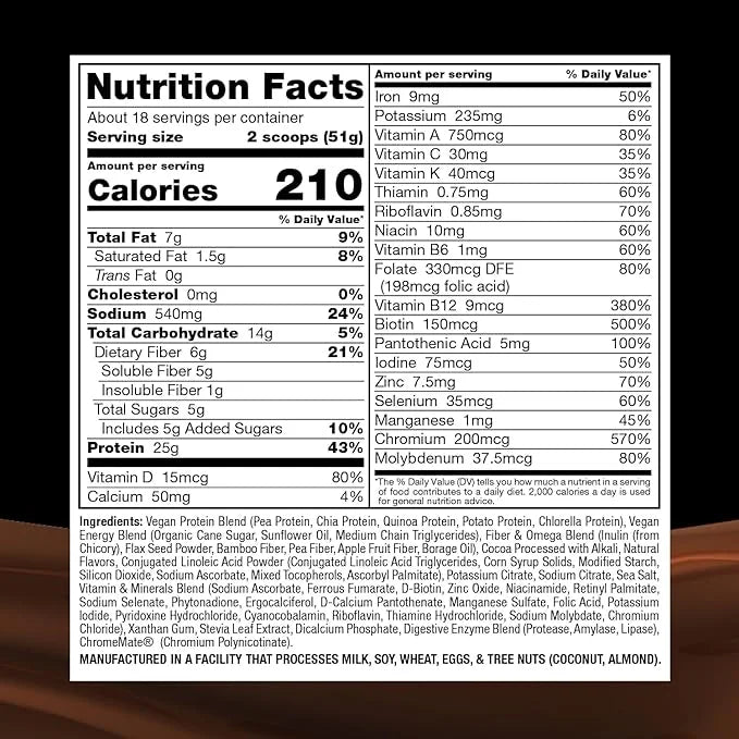 Naturade Plant-Based Weight Loss Shake, 25g 6g Dietary 18 Servings