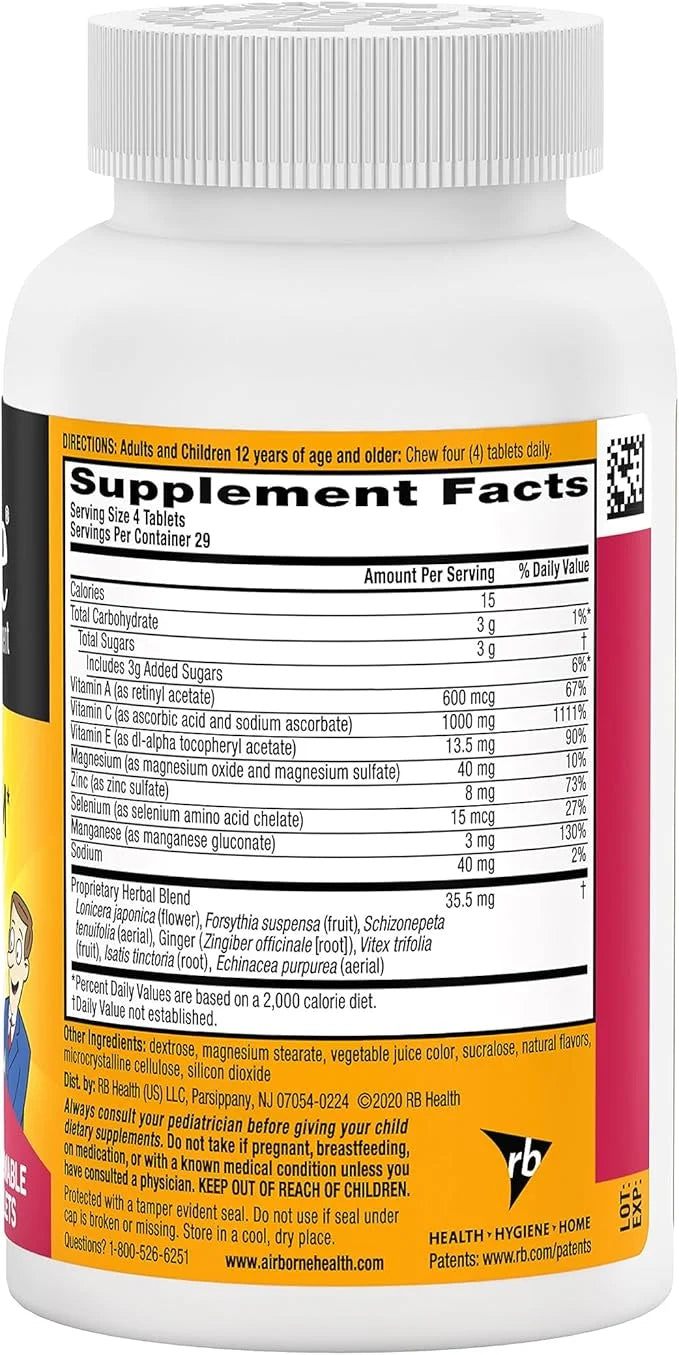 Airborne 1000mg Vitamin C with Zinc, 116 Chewable