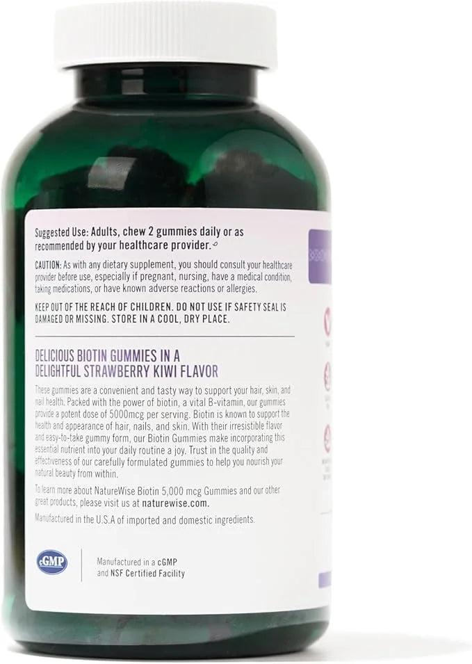 NatureWise Biotin Gummies B7 5000mcg 5000mcg Supports 180 Count[3-Month Count[3-Month Supply]