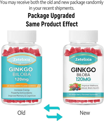 Ginkgo Biloba Gummies 120mg for Women 60 Count