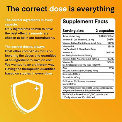 A Dose of Immunity Quercetin 500mg Quercetin 7 in 1 Immune 180 Count