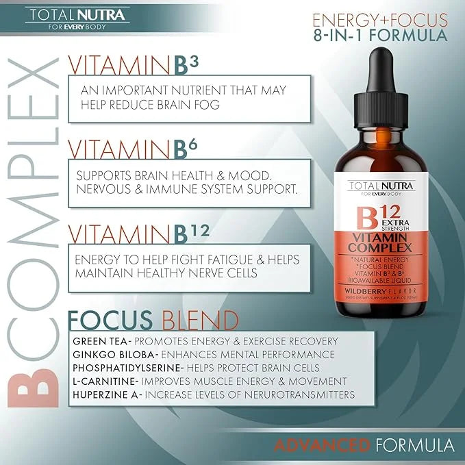 Extra Strength B Vitamin Drops- B B12, B6, B6, B3- B3- Vegan 2pk
