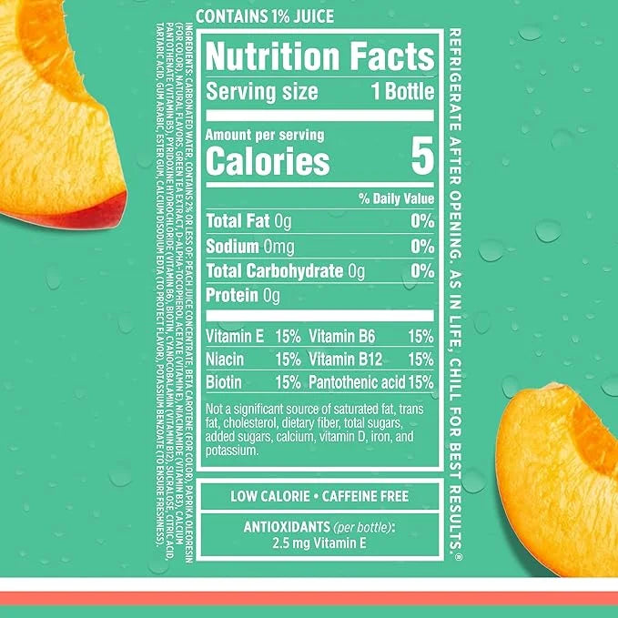 Sparkling Ice, Peach Nectarine Sparkling Water, Zero Sugar Flavored Water, with Vitamins and Antioxidants, Low Calorie Bev...