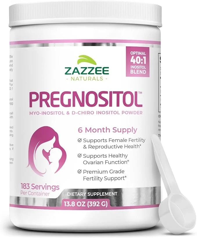 Zazzee PREGNOSITOL Powder, 6 Month Supply, Myo-Inositol and D-Chiro-Inositol 40:1 Fertility Blend, Free Scoop for Exact Do...
