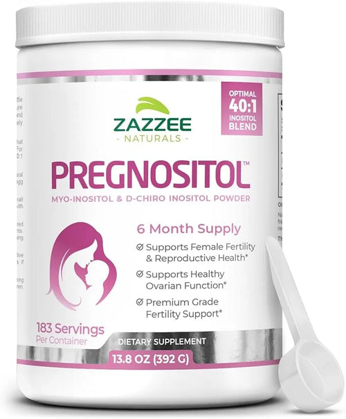 Zazzee PREGNOSITOL Powder, 6 Month Supply, Myo-Inositol and D-Chiro-Inositol 40:1 Fertility Blend, Free Scoop for Exact Do...