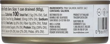 Bumble Bee Skinless & Boneless Canned Pink Salmon in Water, 5 oz Can - Premium Wild Caught Salmon - 20g Protein per Servin...
