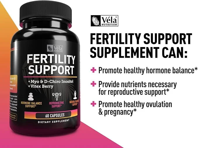 Vela Fertility Support Supplement | + Myo & D-Chiro Inositol + Vitex Berry | Reproductive Support, Hormonal & Ovarian Supp...