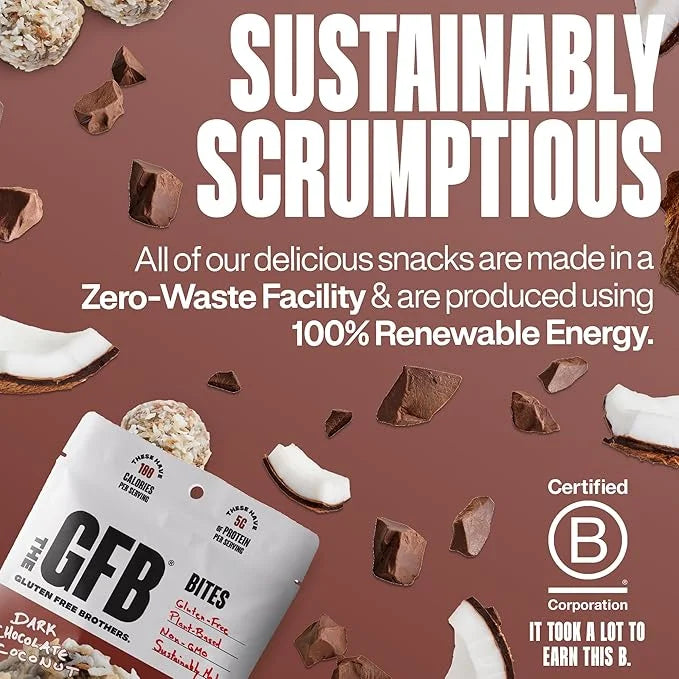 The GFB Dark Chocolate Coconut Protein Bites - Gluten Free, Plant Based, Non GMO, Sustainably Made – Ridiculously Tasty, H...