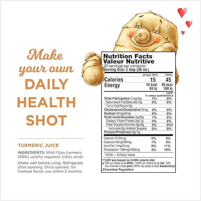 Organic Turmeric Juice, 99% Pure Turmeric Juice by The Ginger People – Drug Free Support, Non-GMO, Premium Quality, 32 Fl ...