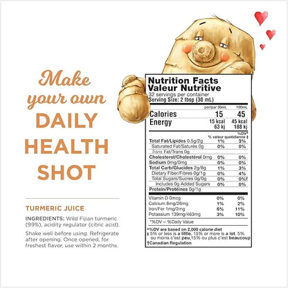 Organic Turmeric Juice, 99% Pure Turmeric Juice by The Ginger People – Drug Free Support, Non-GMO, Premium Quality, 32 Fl ...