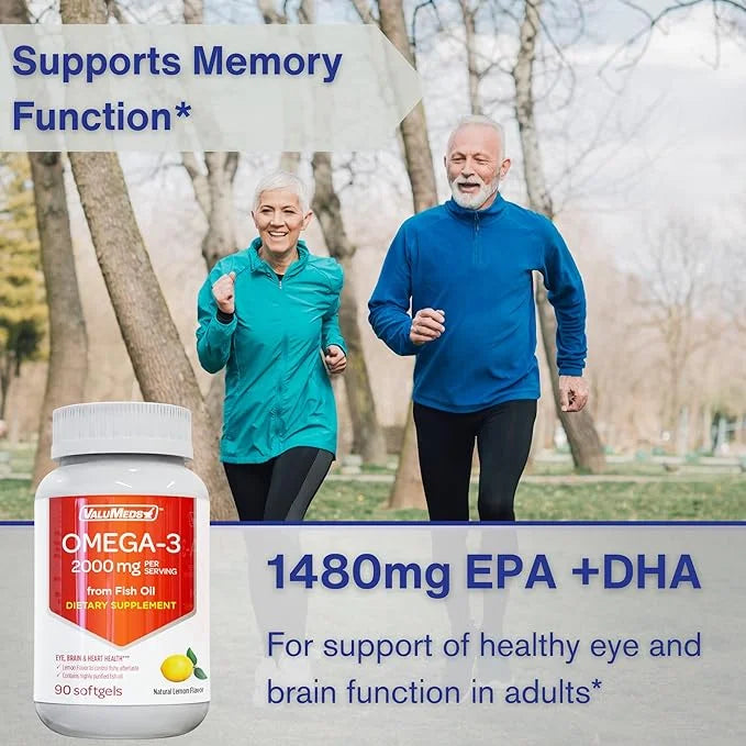 ValuMeds Omega-3 Fish Oil EPA + (90 Count 1), 2000mg 2000mg (1480mg (1480mg EPA