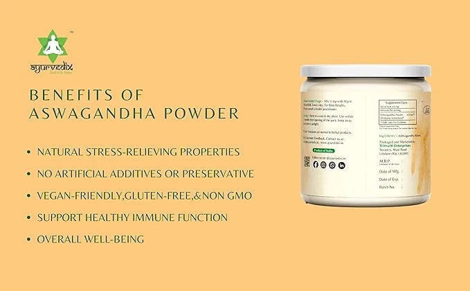 Organic Ashwagandha Root Powder 5.29oz Reusable 100% Raw