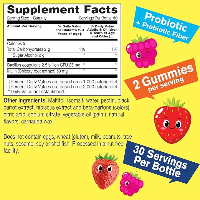 Kids Probiotic Gummies with Prebiotic Fiber