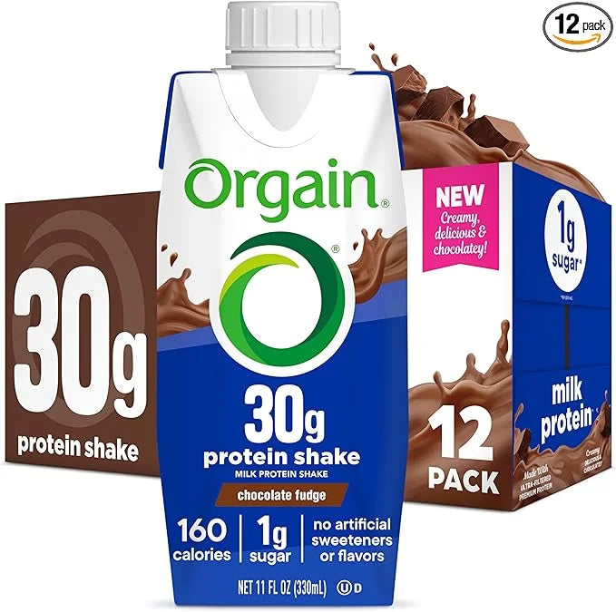 Orgain 30g High Protein Shake, Dairy Isolate Milk Protein, Chocolate Fudge, 6g BCAAs, 1g Sugar Per Serving, Meal Replaceme...