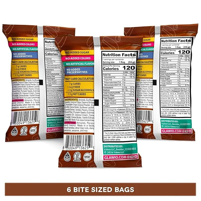 TGB Chocolate Chip Granola Bites, Keto Snack, No Added Sugar, Gluten Free, Good Source of Fiber, 0.85oz Bag (Pack of 6) - ...